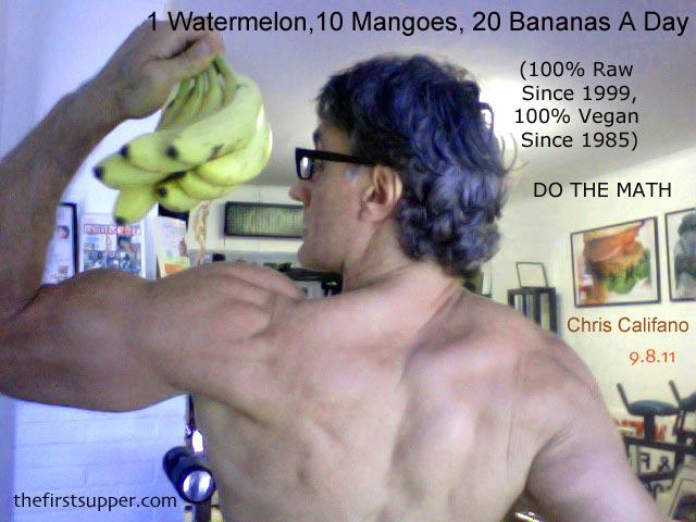 fruitarian bodybuilding, raw long island muscle, chris califano raw new york, vegan protein myth